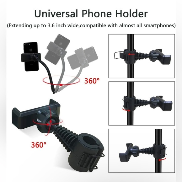 PETEME BRAND 10" Selfie Light Ring with Stand and 2 Phone Holders. - Picture 2 of 3